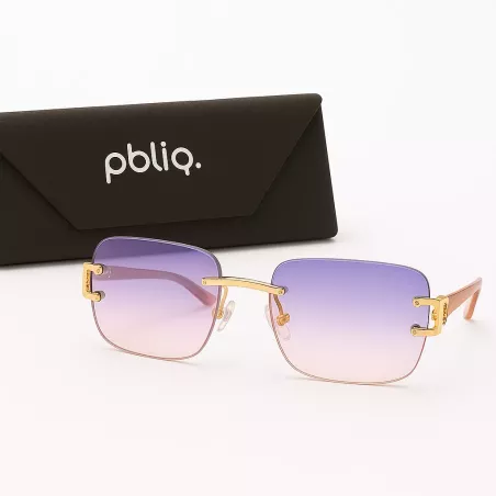 Lunettes de soleil unisexes PBLIQ sans monture CLRS Violet Or