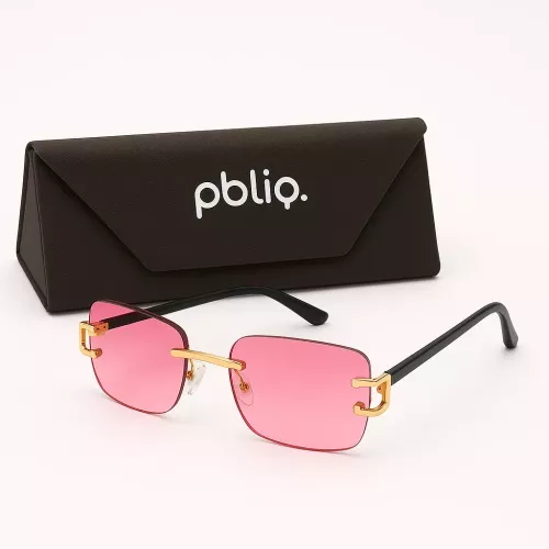 Lunettes de soleil unisexes PBLIQ sans monture CLRS Rose Or