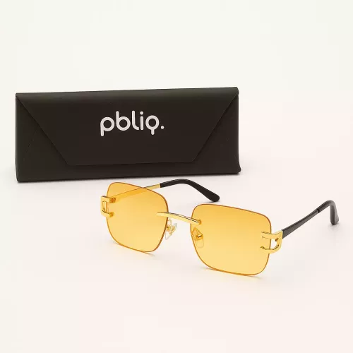 Lunettes de soleil unisexes PBLIQ sans monture CLRS Orange Or