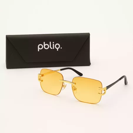 Lunettes de soleil unisexes PBLIQ sans monture CLRS Orange Or