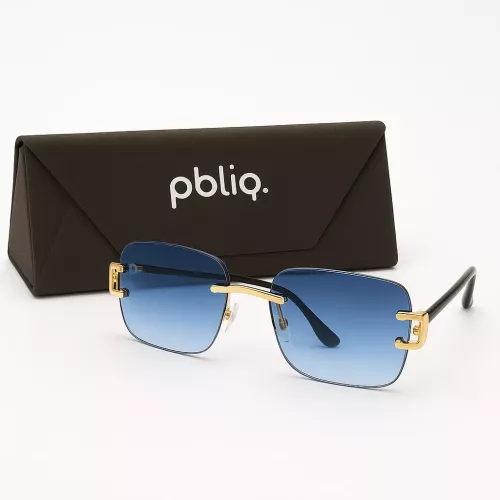 Gafas de sol unisex PBLIQ sin montura CLRS Azul Oro