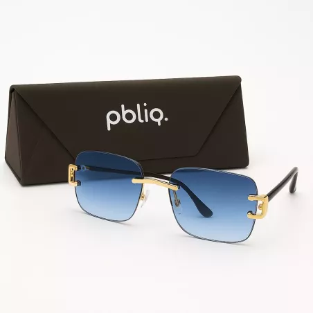 Occhiali da sole unisex PBLIQ senza montatura CLRS Blu Oro