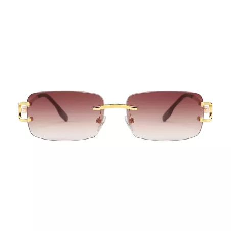 Zonnebril Unisex PBLIQ Randloos CLRS Bruin Goud