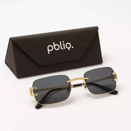 Gafas de sol unisex PBLIQ sin montura CLRS Negro Oro