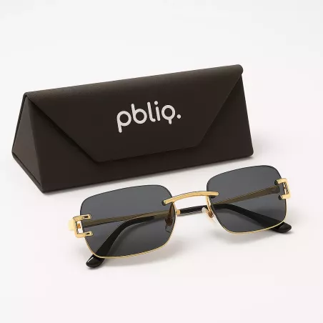 Occhiali da sole unisex PBLIQ senza montatura CLRS Nero Oro