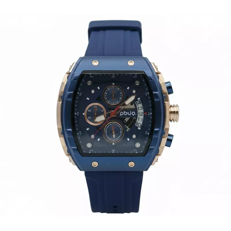 PBLIQ Luxe Herenhorloge Blauw Roségoud – Quartz Chronograaf Horloge