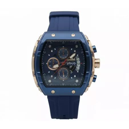PBLIQ Luxus Herrenuhr Blau Roségold – Quarz Chronograph Uhr