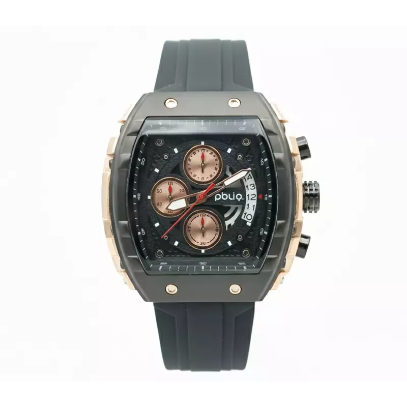 PBLIQ Luxus Herrenuhr Schwarz Roségold – Quarz Chronograph Uhr