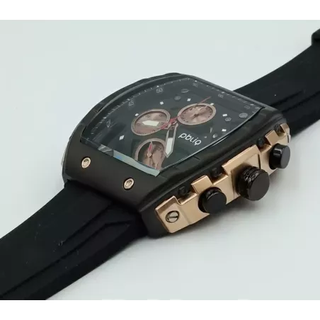 PBLIQ Reloj de Lujo para Hombre Negro Oro Rosa – Cronógrafo de Cuarzo