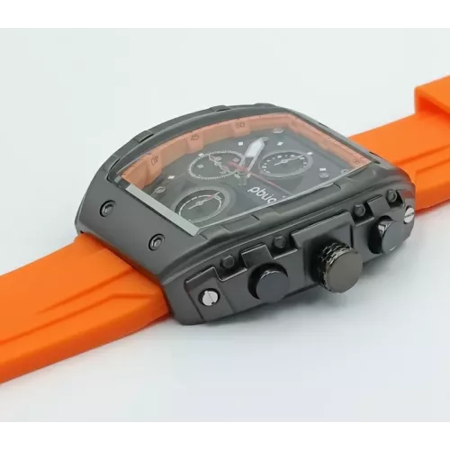 PBLIQ Montre de Luxe Homme Orange Noir – Chronographe Quartz