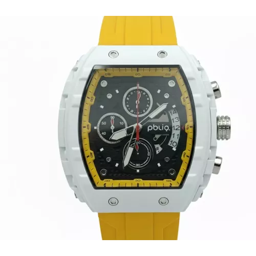 PBLIQ Orologio da Uomo di Lusso Giallo Bianco – Cronografo al Quarzo