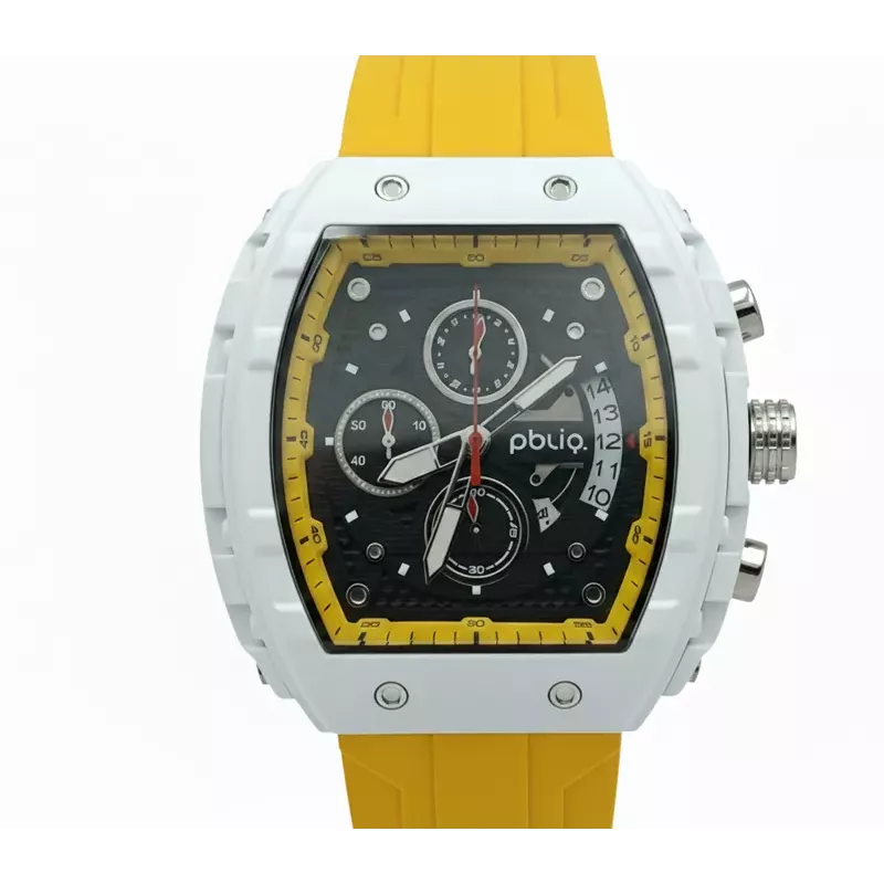 PBLIQ Reloj de Lujo para Hombre Amarillo Blanco – Cronógrafo de Cuarzo