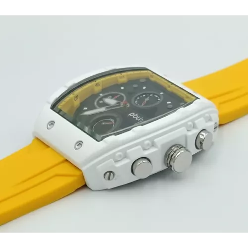 PBLIQ Luxus Herrenuhr Gelb Weiß – Quarz Chronograph Uhr