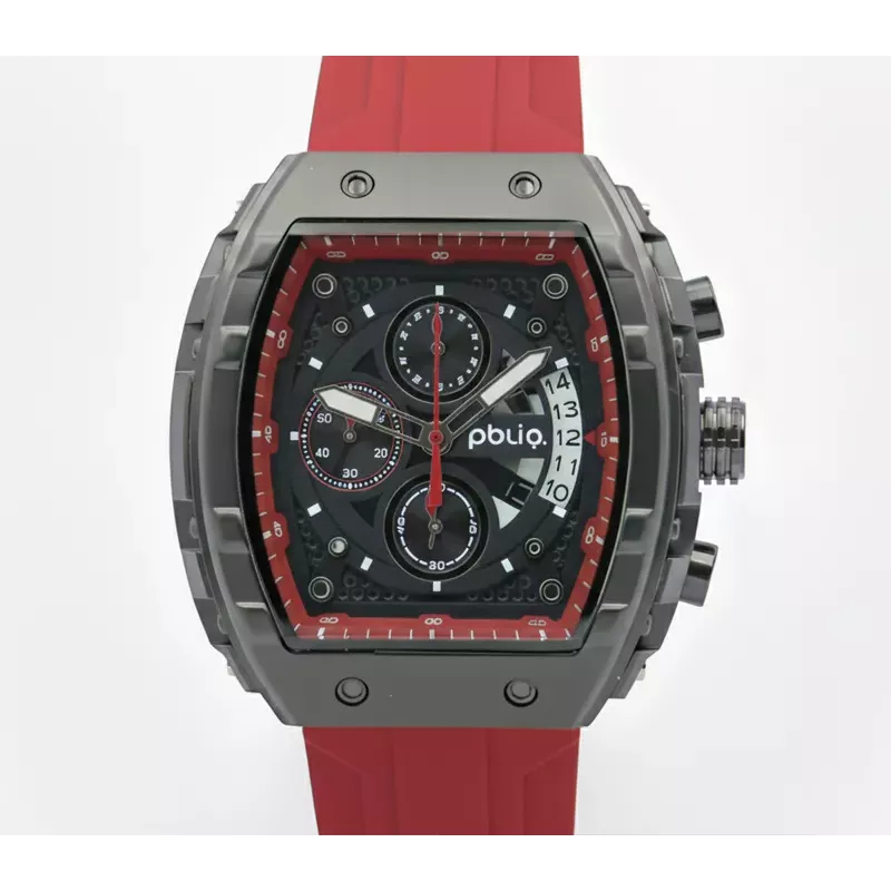 PBLIQ Luxury Men’s Watch Red Black – Quartz Chronograph Watch