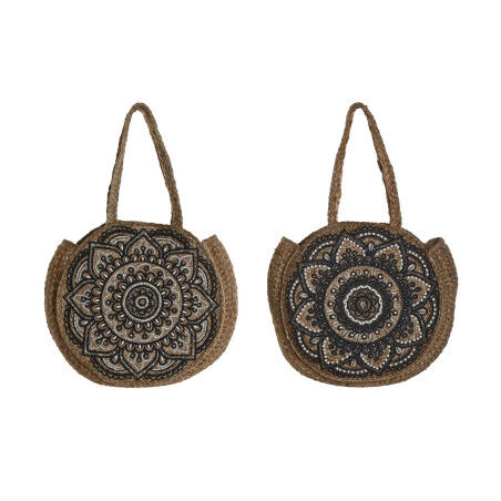 Bolso Mujer DKD Home Decor Azul Negro Natural 36 x 12 x 36 cm (2 Unidades)