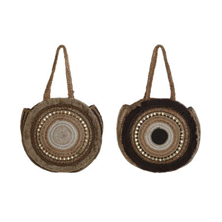 Women's Handbag DKD Home Decor Brown Cream 36 x 11 x 36 cm (2 Units)