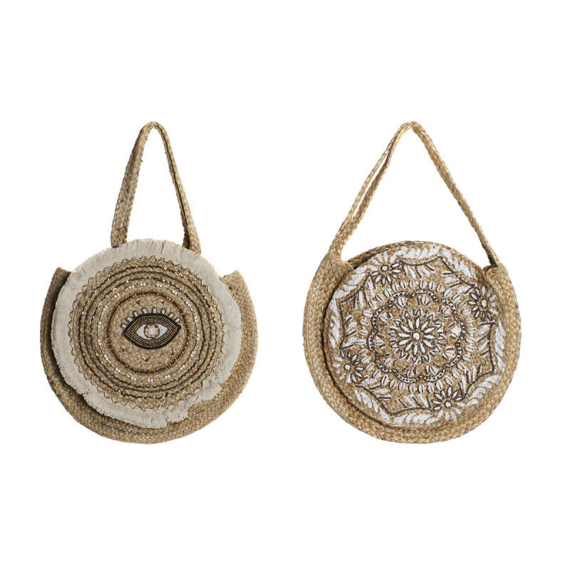 Borsa Donna DKD Home Decor Nero Beige Naturale 36 x 12 x 36 cm (2 Unità)