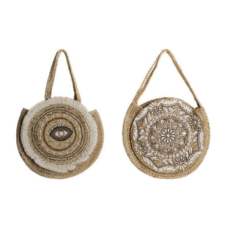 Sac-à-main Femme DKD Home Decor Noir Beige Naturel 36 x 12 x 36 cm (2 Unités)