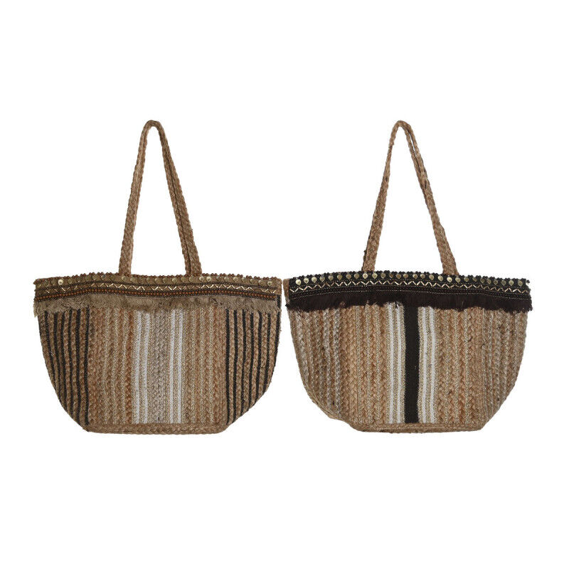 Bolso Mujer DKD Home Decor Marrón Crema 50 x 23 x 33 cm (2 Unidades)