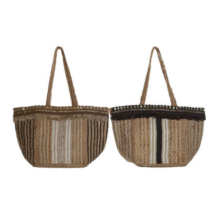Handtas Dames DKD Home Decor Bruin Crème 50 x 23 x 33 cm (2 Stuks)