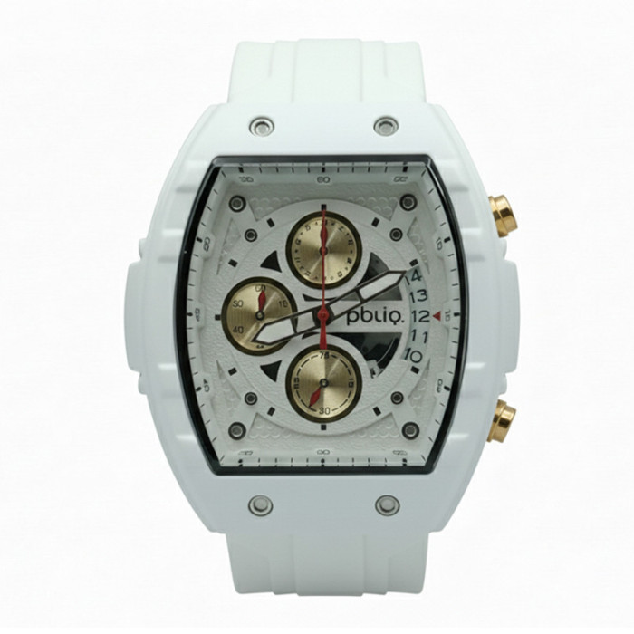 PBLIQ Reloj de Lujo para Hombre Blanco – Cronógrafo de Cuarzo