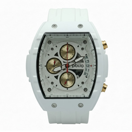 PBLIQ Reloj de Lujo para Hombre Blanco – Cronógrafo de Cuarzo