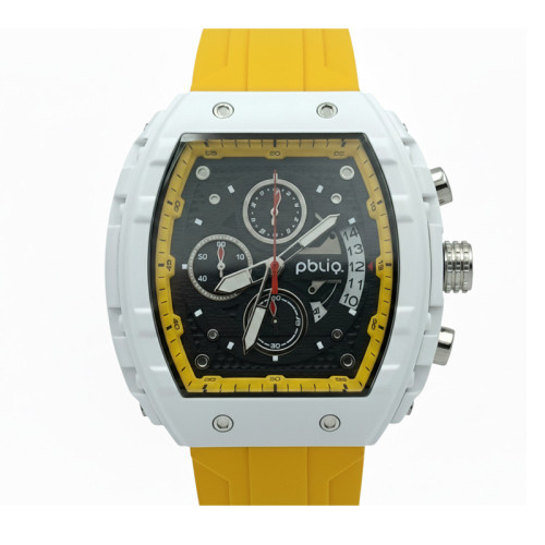 PBLIQ Orologio da Uomo di Lusso Giallo Bianco – Cronografo al Quarzo