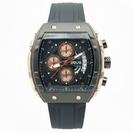 PBLIQ Orologio da Uomo di Lusso Nero Oro Rosa – Cronografo al Quarzo