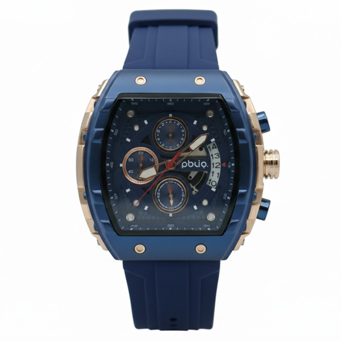 PBLIQ Orologio da Uomo di Lusso Blu Oro Rosa – Cronografo al Quarzo