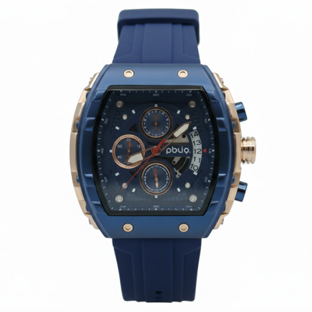 PBLIQ Luxe Herenhorloge Blauw Roségoud – Quartz Chronograaf Horloge