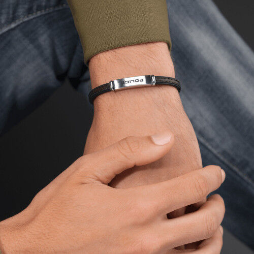 Men's Bracelet Police PEAGB0079202 Stainless steel Black