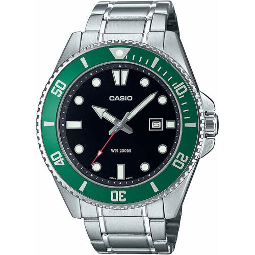 Herrenuhr Casio DIVER DATE 200M - BLACK Schwarz Silberfarben (Ø 44 mm) (Ø 46 mm)