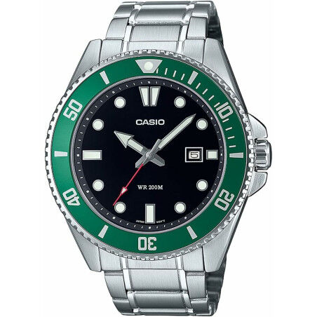 Horloge Heren Casio DIVER DATE 200M - BLACK Zwart Zilverkleurig (Ø 44 mm) (Ø 46 mm)